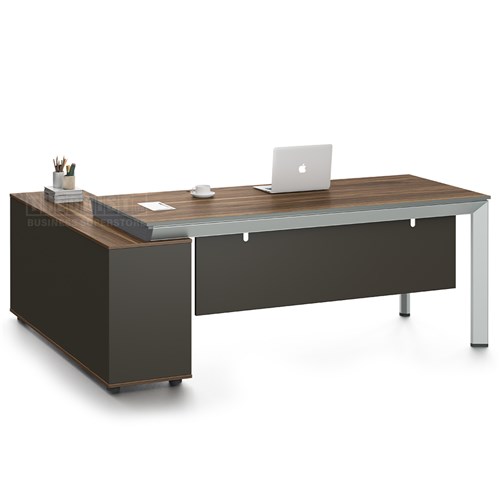 Executive Desk DG16D20R L-Shape NY Series Right Dark Walnut, Iron Grey Legs 2000Wx1600Dx750H - Theodist