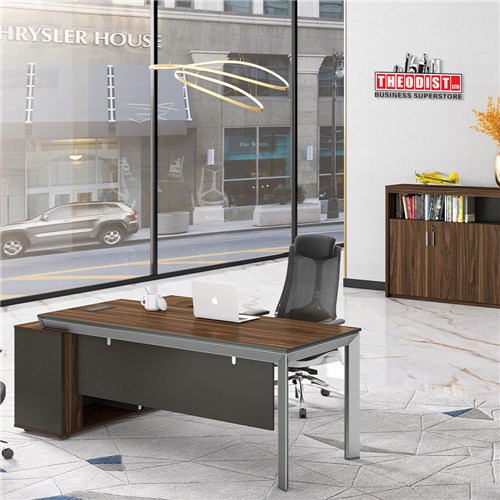 Executive Desk DG16D20R L-Shape NY Series Right Dark Walnut, Iron Grey Legs 2000Wx1600Dx750H_1 - Theodist