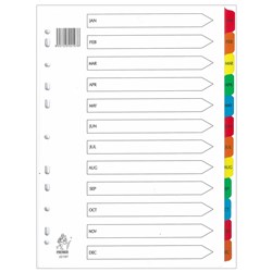 Premier 22197 Index Divider 12 Tabs Month Mylar Colours A4 - Theodist