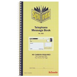 Spirax No. 550 Carbonless Telephone Message Book - Theodist