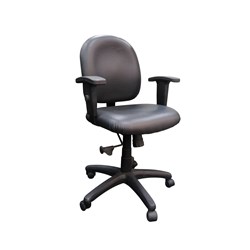 Office Typist Chair Fabric Arms PVC, Black - Theodist