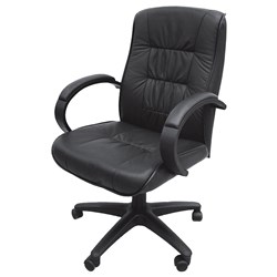 Executive Chair High-Back Split Leather Black Adjustable Swivel A515 - Theodist