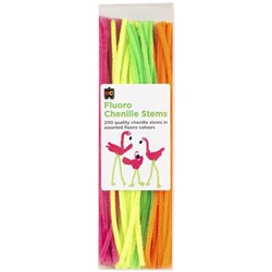 CHENILLE STEMS / PIPE CLEANERS FLUORO PKT / 200