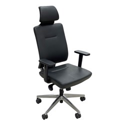 Executive Chair - Modern High Chair PU Dark Grey Back Frame Black Fabric - Theodist