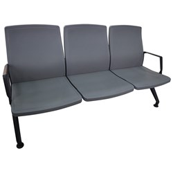 Public Seater PLP3-GRY 3-Seat Plastic Seat Pan + 2 Armrests Chair - Theodist