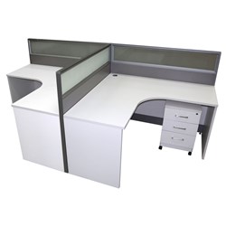Partitioned Workstation Luca Series 2 Person Desks 2800x1400mm - Theodist