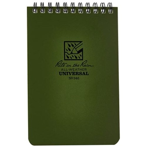 Rite in the Rain Weatherproof Top Spiral Notebook, 4"x6", Green Cover, Universal Pattern (No.946) - Theodist