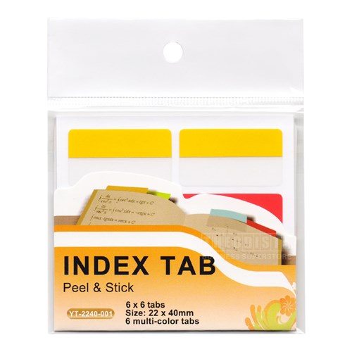 Index Tab Peel & Stick YT-2240-001 6 Multi-Colour Tabs 22x40mm - Theodist