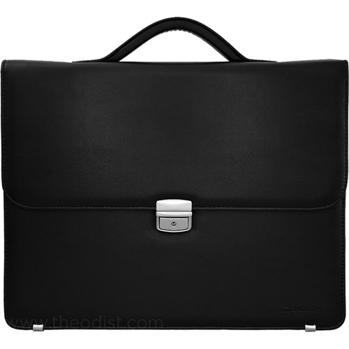 Monolith 2334 Leather-Look Briefcase with Lock Black - Theodist