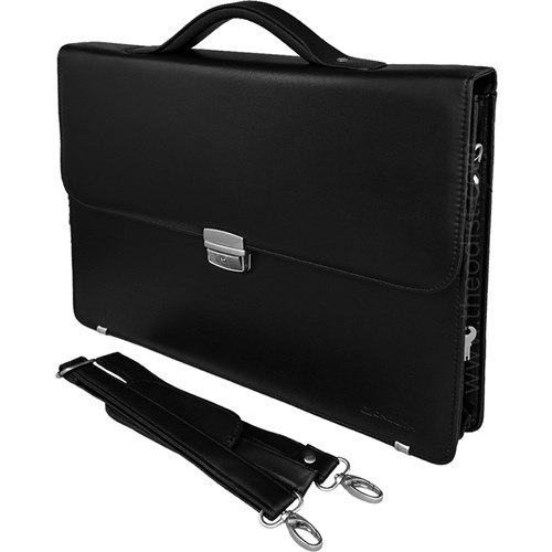 Monolith 2334 Leather-Look Briefcase with Lock Black_1 - Theodist