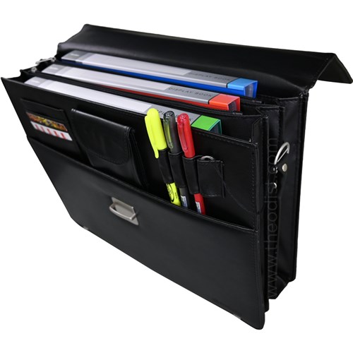 Monolith 2334 Leather-Look Briefcase with Lock Black_2 - Theodist