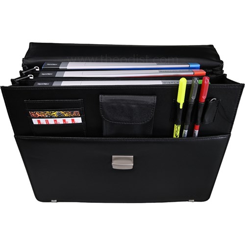 Monolith 2334 Leather-Look Briefcase with Lock Black_3 - Theodist