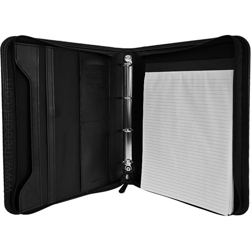 Monolith 2912 Ring Binder A4 Soft Touch Leather with Zip Black 290x50x345mm_4 - Theodist