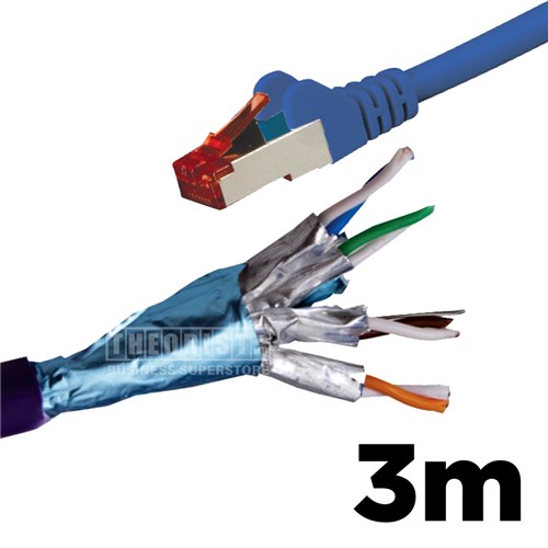 Hypertec HCAT6ABL3 3 Metre 4 Pair LSZH Shielded RJ45 - RJ45 Cat6A Blue Patch Lead - Theodist