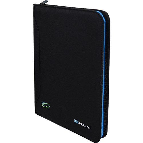 Monolith 3351 Blue Line Zipped Meeting & Conference Folder Black_1 - Theodist