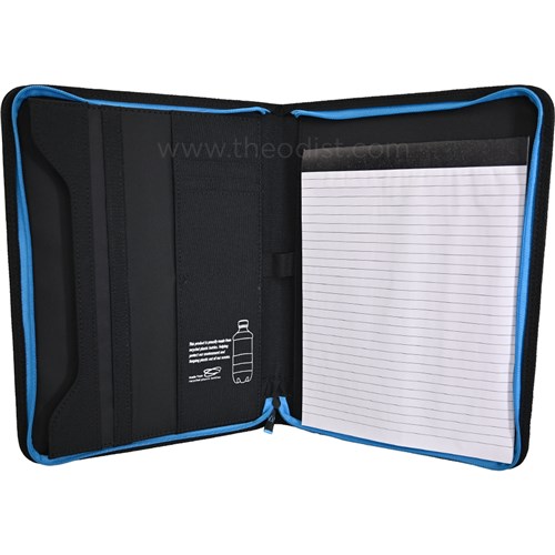 Monolith 3351 Blue Line Zipped Meeting & Conference Folder Black_2 - Theodist