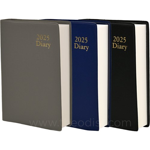 Carnegie 421BLK Pocket Diary Size A7 2025 1 Day To Page Black, Blue, Grey - Theodist