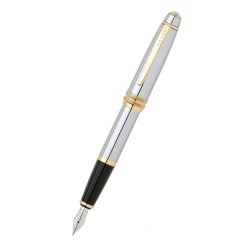 Cross 456 Bailey Medalist Fountain Pen, Chrome, Black & Gold - Theodist