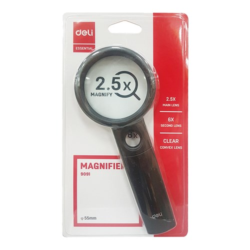 Deli 9091 Magnifier 2.5X-3X/6X Clear Convex Lens - 55mm Diameter_1 - Theodist