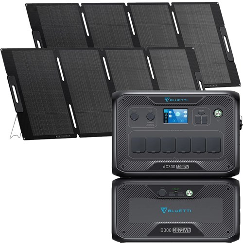 Bluetti Solar Power Station Kit AC300 + B300 Battery + 2x SMP200 - Theodist