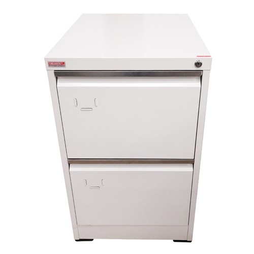 BIZ2DR Steel Filing Cabinet 2 Drawer 620x460x731mm White - Theodist