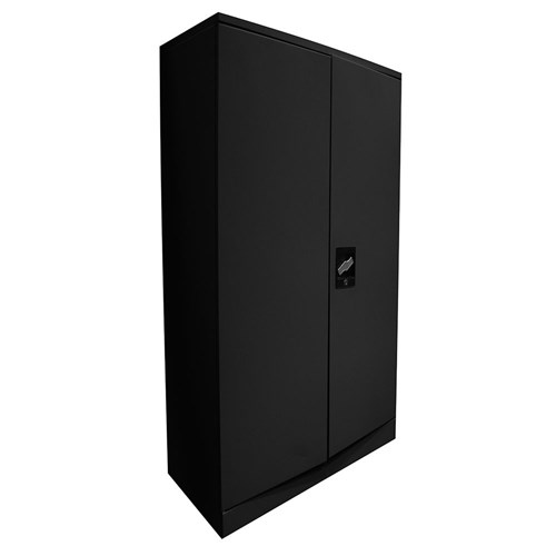 BIZ3CP Tudor Steel Cupboard 1.8m 3 Adjustable Shelves 2 Doors/Lock, Black - Theodist