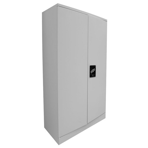 BIZ3CP Tudor Steel Cupboard 1.8m 3 Adjustable Shelves 2 Doors/Lock, White - Theodist