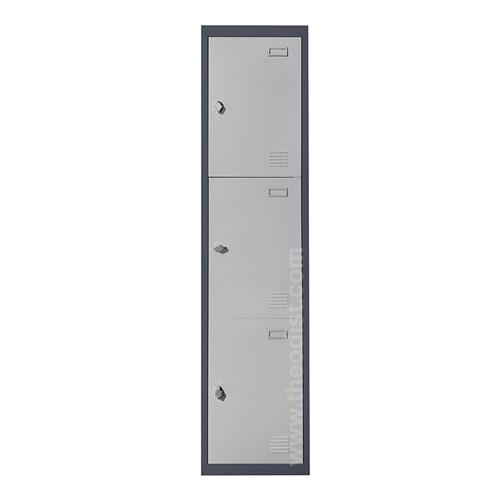 Steel Locker 3 Doors Dark-Grey 450x380x1850mm - Theodist