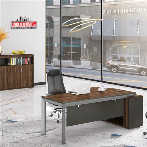 Executive Desk DG16D20L L-Shape NY Series Left Dark Walnut, Iron Grey Legs 2000Wx1600Dx750H_1 - Theodist