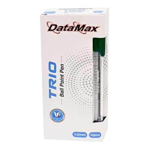 DataMax Trio Ballpoint Pen Medium 1.0mm 12 Pack_GRN - Theodist