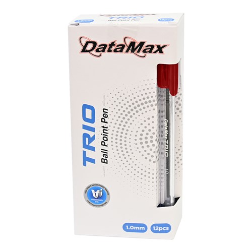 DataMax Trio Ballpoint Pen Medium 1.0mm 12 Pack_RED - Theodist