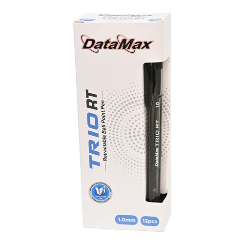 DataMax Trio RT Retractable Ballpoint Pen Medium 1.0mm 12 Pack_BLK - Theodist