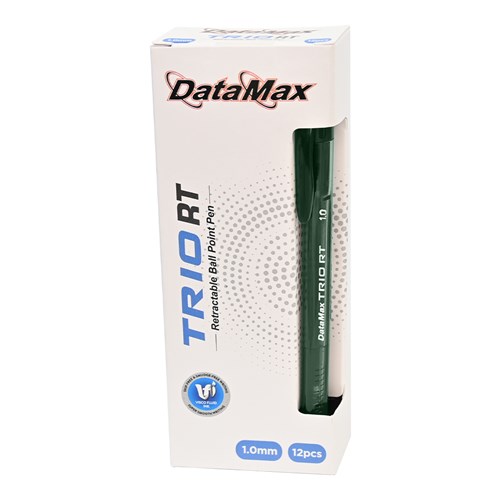 DataMax Trio RT Retractable Ballpoint Pen Medium 1.0mm 12 Pack_GRN - Theodist