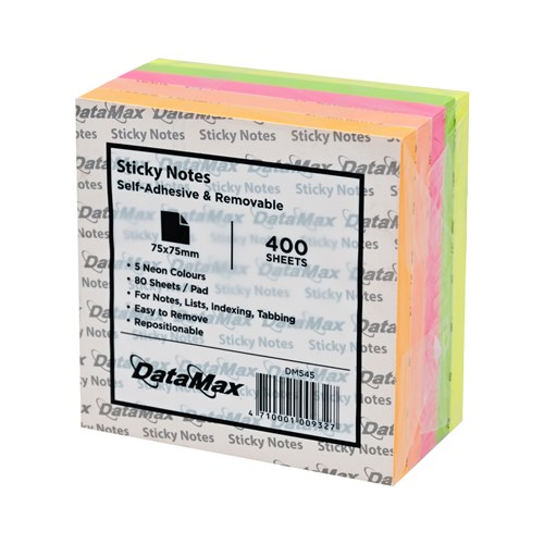 DataMax DM545 Sticky Notes Neon Pads 5 Pack, 400 Sheets_1 - Theodist