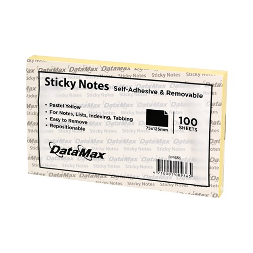 DataMax DM655 Sticky Notes Pastel Yellow, 100 Sheets/Pad_1 - Theodist