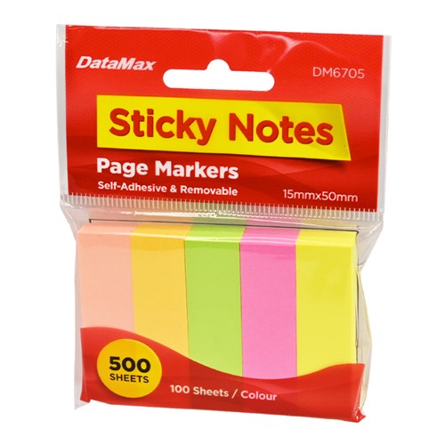 DataMax DM6705 Page Markers Sticky Notes Neo Colours 15x50mm - Theodist