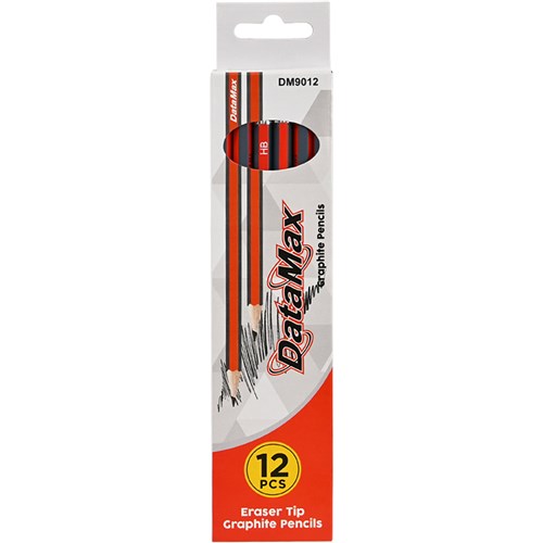 DataMax DM9012 Graphite Pencils HB with Eraser 12 Pack - Theodist