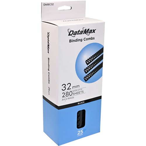 DataMax DMBC32 Binding Combs 32mm A4 280 Sheets 21 Rings 25pcs/Box_BLK - Theodist