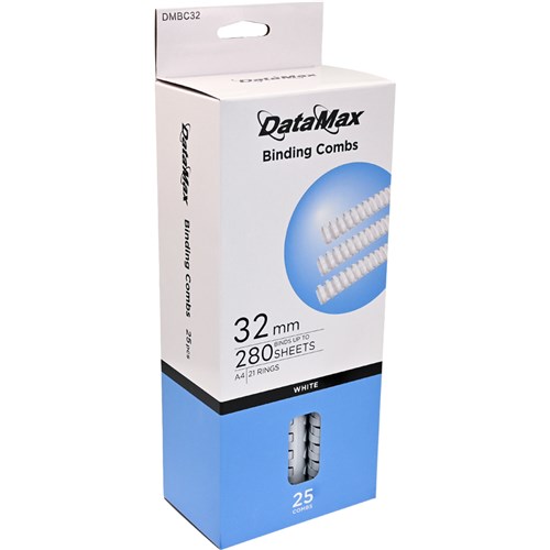 DataMax DMBC32 Binding Combs 32mm A4 280 Sheets 21 Rings 25pcs/Box_WHT - Theodist