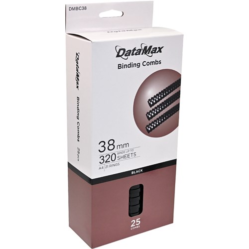 DataMax DMBC38 Binding Combs 38mm A4 320 Sheets 21 Rings 25pcs/Box_BLK - Theodist