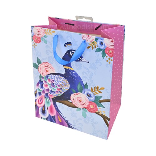 Artwrap E8943 Paper Gift Bag Peacock Medium Size 177x102x228mm - Theodist