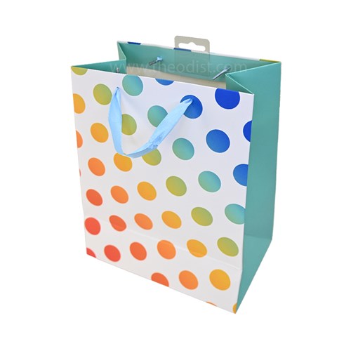 Artwrap E9745 Paper Gift Bag Coloured Dots Medium Size 178x103x228mm - Theodist