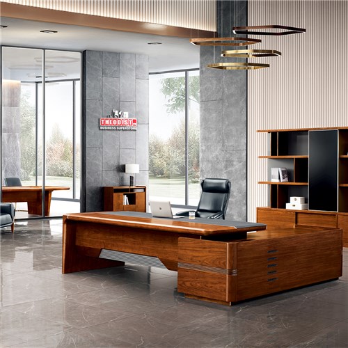 Executive Desk ELYUD24L Left L-Shape Dark Chestnut ELYU Series 2400Wx1900Dx760H_1 - Theodist