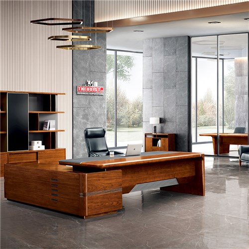Executive Desk ELYUD24R Right L-Shape Dark Chestnut ELYU Series 2400Wx1900Dx760H_1 - Theodist