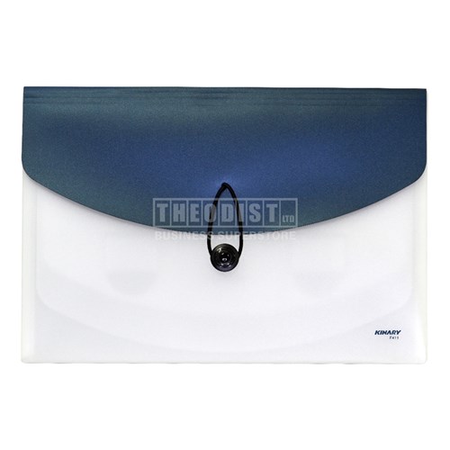 Kinary F411 Document Envelope A4 4 Pockets Elastic Fastener_BLU - Theodist