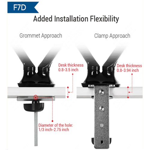 Monitor Arm F7D Dual Basic Black 2-9Kg Clamp/Grommet_2 - Theodist