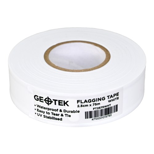 Geotek FT2575 Flagging Tape 2.5cmx75m_WHT - Theodist