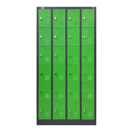 LK24R6 Steel Locker 24 Doors 4 Columns 6 Rows 900x400x1850mm, Green - Theodist