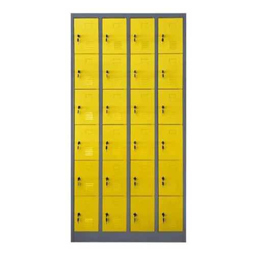 LK24R6 Steel Locker 24 Doors 4 Columns 6 Rows 900x400x1850mm, Yellow - Theodist