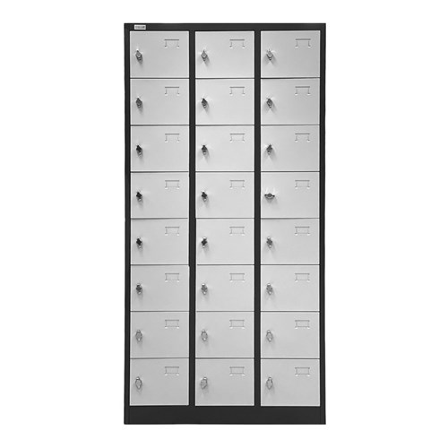 LK24R8 Steel Locker 24 Doors 3 Columns 8 Rows 900x400x1850mm, Grey - Theodist